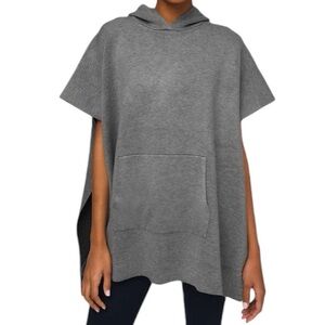 Lululemon All In A Day Hooded Poncho Gray/Black Cashlu Knit One Size